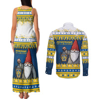 Sweden Christmas Couples Matching Tank Maxi Dress and Long Sleeve Button Shirt Tomte God Jul - Wonder Print Shop