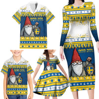 Sweden Christmas Family Matching Long Sleeve Bodycon Dress and Hawaiian Shirt Tomte God Jul - Wonder Print Shop