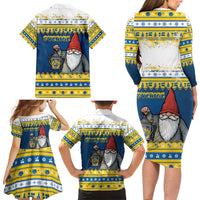 Sweden Christmas Family Matching Long Sleeve Bodycon Dress and Hawaiian Shirt Tomte God Jul - Wonder Print Shop