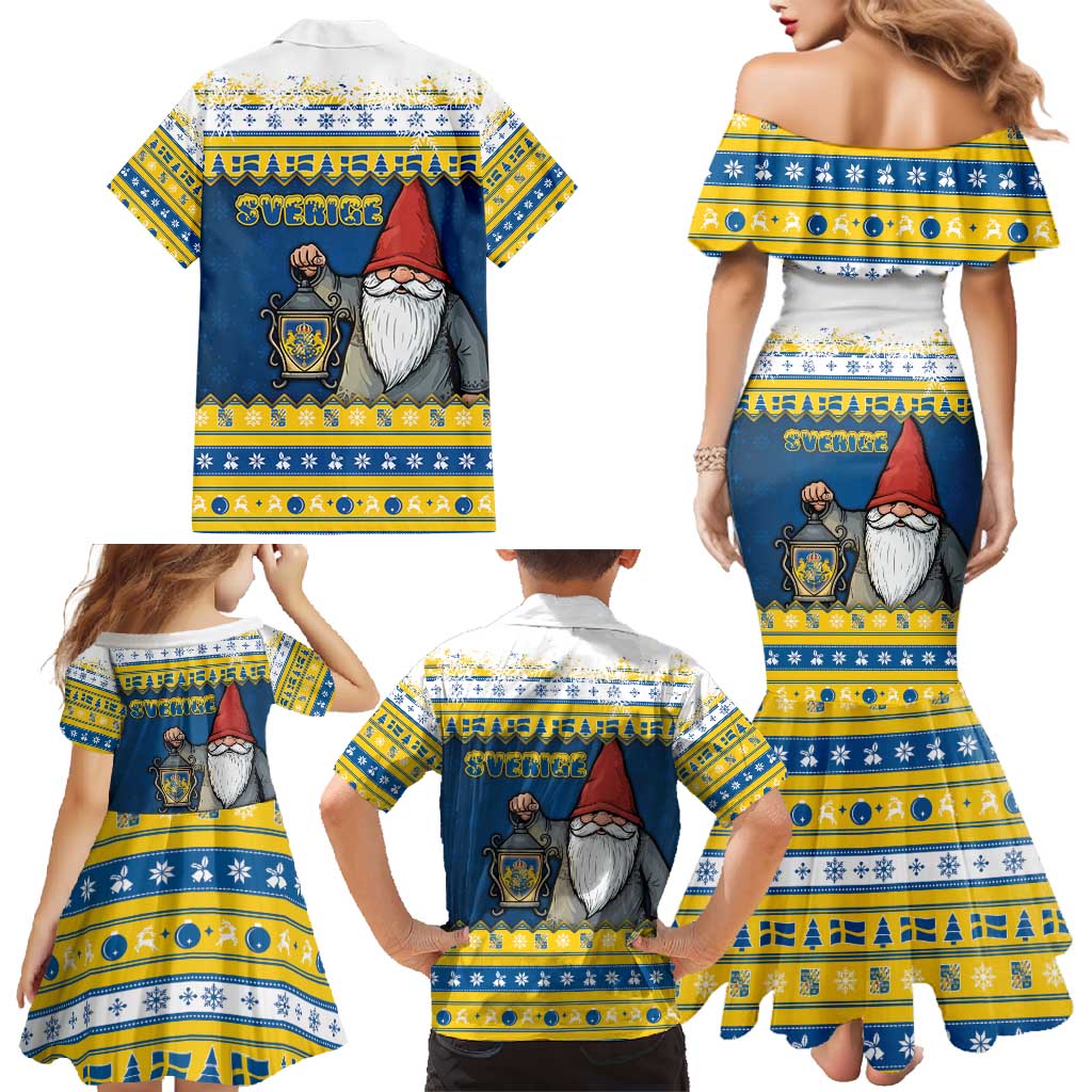 Sweden Christmas Family Matching Mermaid Dress and Hawaiian Shirt Tomte God Jul - Wonder Print Shop