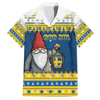 Sweden Christmas Family Matching Off The Shoulder Long Sleeve Dress and Hawaiian Shirt Tomte God Jul - Wonder Print Shop