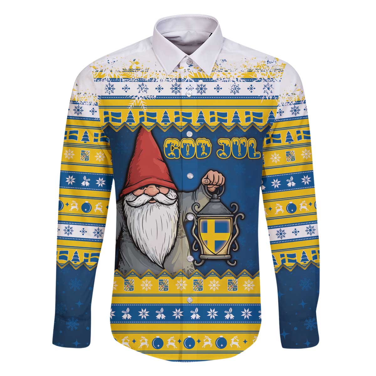 Sweden Christmas Family Matching Off The Shoulder Long Sleeve Dress and Hawaiian Shirt Tomte God Jul - Wonder Print Shop