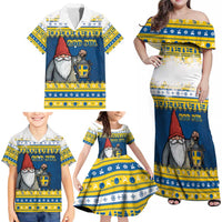 Sweden Christmas Family Matching Off Shoulder Maxi Dress and Hawaiian Shirt Tomte God Jul - Wonder Print Shop