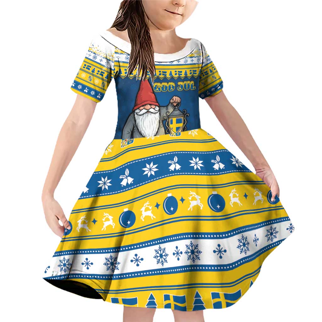 Sweden Christmas Family Matching Off Shoulder Short Dress and Hawaiian Shirt Tomte God Jul - Wonder Print Shop