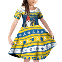 Sweden Christmas Family Matching Off Shoulder Short Dress and Hawaiian Shirt Tomte God Jul - Wonder Print Shop