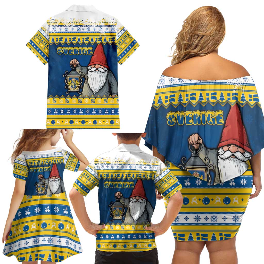 Sweden Christmas Family Matching Off Shoulder Short Dress and Hawaiian Shirt Tomte God Jul - Wonder Print Shop