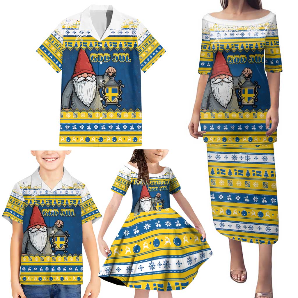 Sweden Christmas Family Matching Puletasi and Hawaiian Shirt Tomte God Jul - Wonder Print Shop