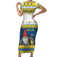 Sweden Christmas Family Matching Short Sleeve Bodycon Dress and Hawaiian Shirt Tomte God Jul - Wonder Print Shop