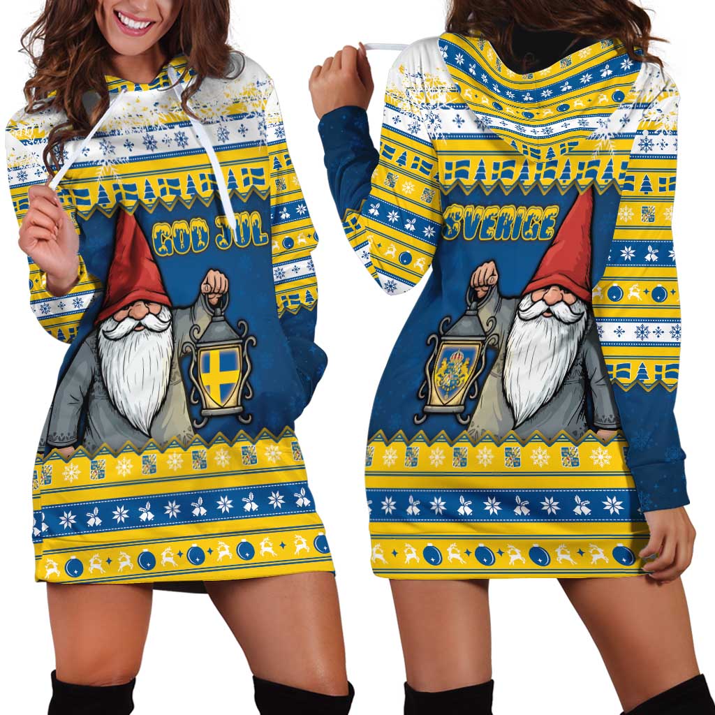 Sweden Christmas Hoodie Dress Tomte God Jul - Wonder Print Shop