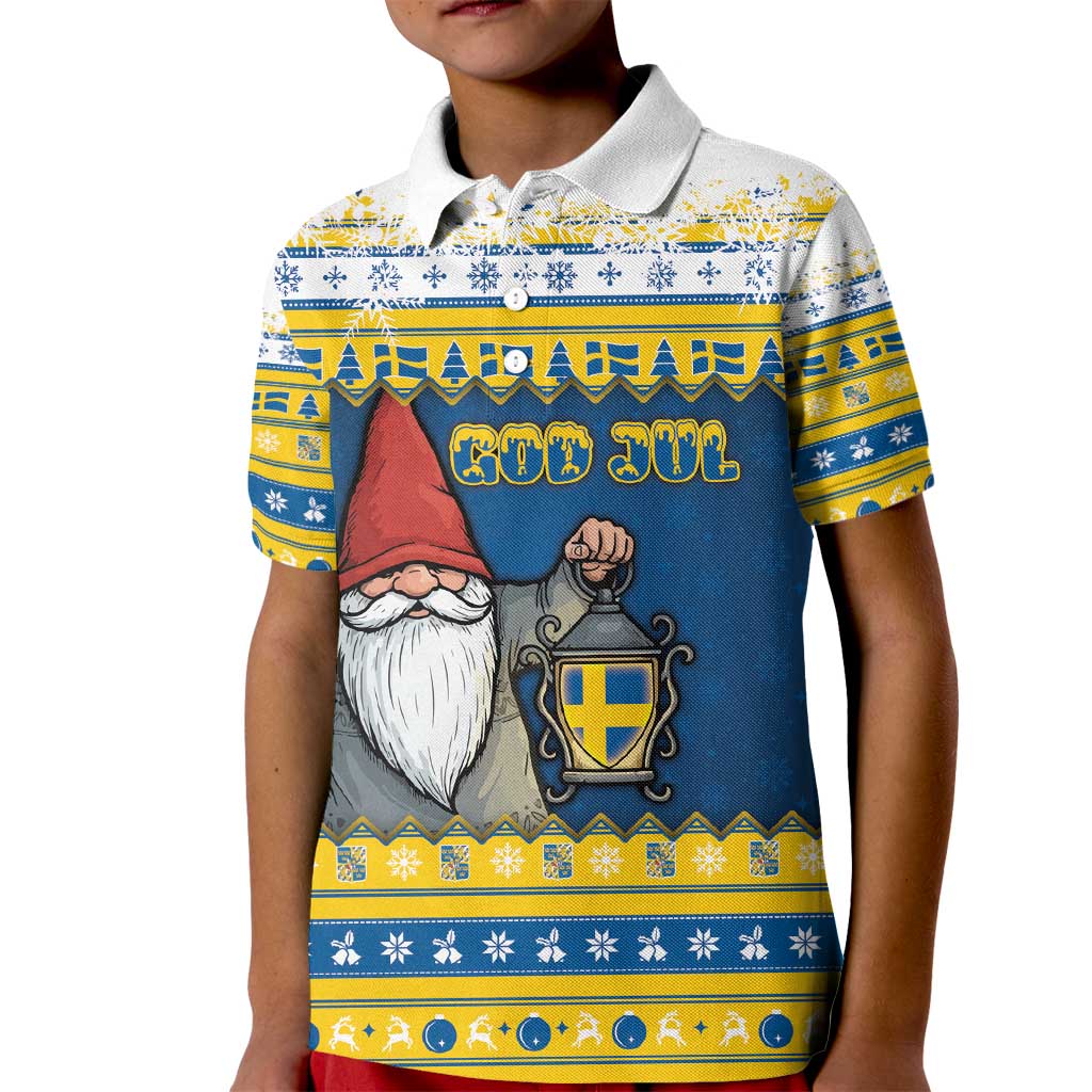 Sweden Christmas Kid Polo Shirt Tomte God Jul - Wonder Print Shop