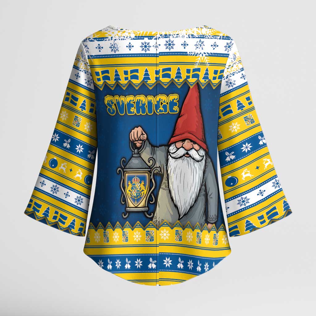 Sweden Christmas Kimono Sleeve Blouse Tomte God Jul - Wonder Print Shop