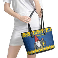 Sweden Christmas Leather Tote Bag Tomte God Jul - Wonder Print Shop