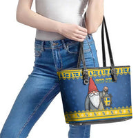 Sweden Christmas Leather Tote Bag Tomte God Jul - Wonder Print Shop