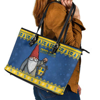 Sweden Christmas Leather Tote Bag Tomte God Jul - Wonder Print Shop