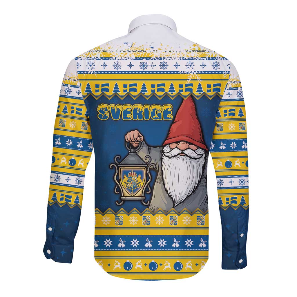 Sweden Christmas Long Sleeve Button Shirt Tomte God Jul - Wonder Print Shop