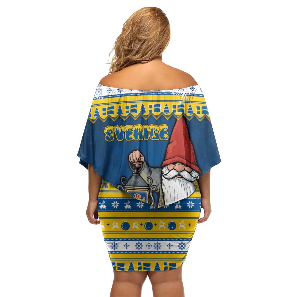 Sweden Christmas Off Shoulder Short Dress Tomte God Jul - Wonder Print Shop