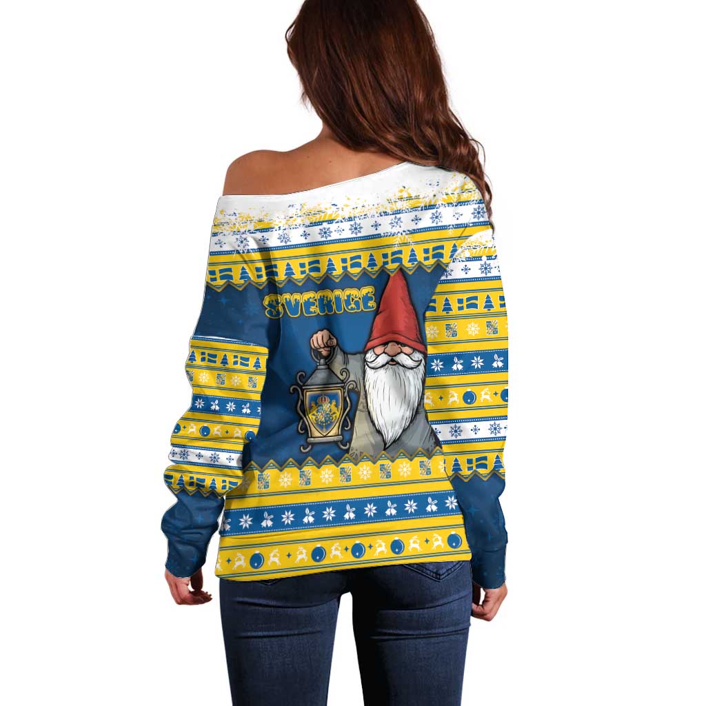 Sweden Christmas Off Shoulder Sweater Tomte God Jul - Wonder Print Shop