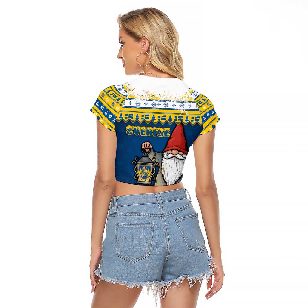 Sweden Christmas Raglan Cropped T Shirt Tomte God Jul - Wonder Print Shop