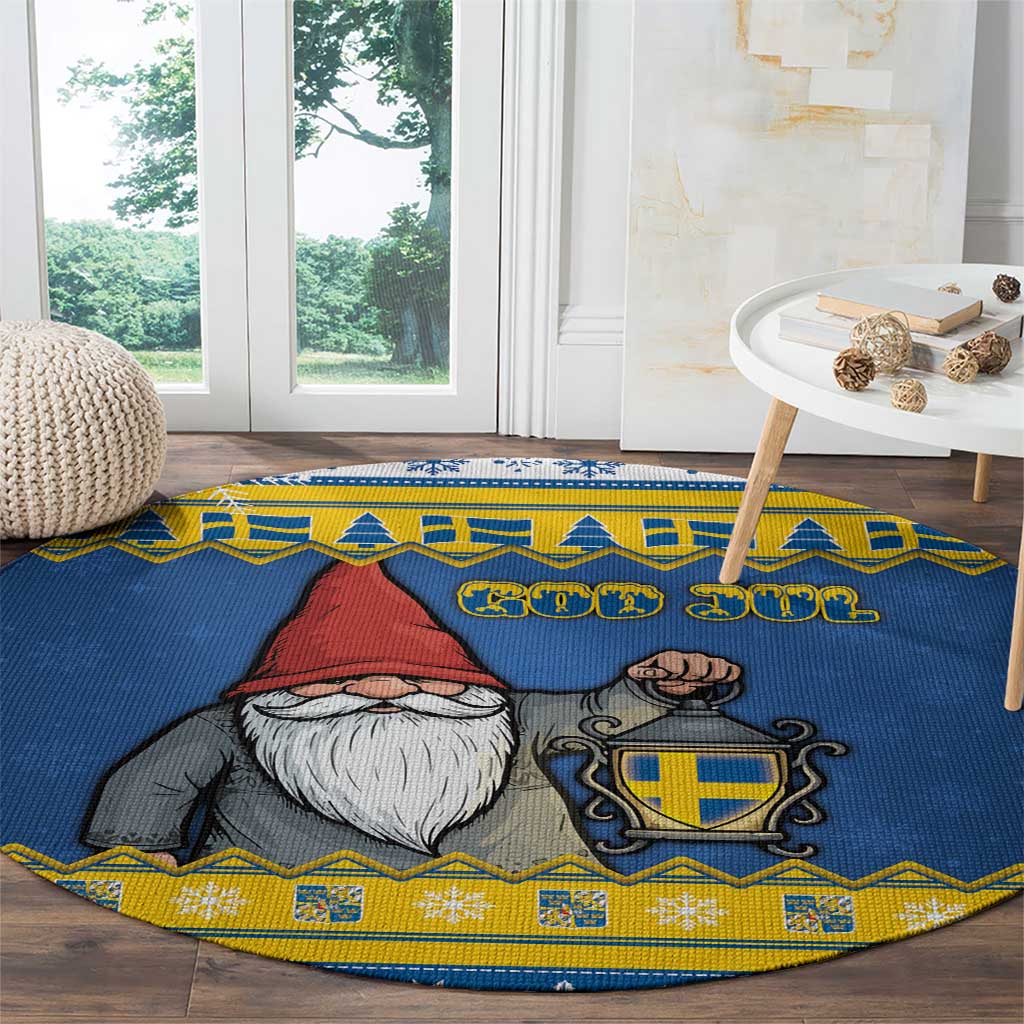 Sweden Christmas Round Carpet Tomte God Jul - Wonder Print Shop