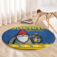 Sweden Christmas Round Carpet Tomte God Jul - Wonder Print Shop