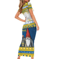 Sweden Christmas Short Sleeve Bodycon Dress Tomte God Jul - Wonder Print Shop