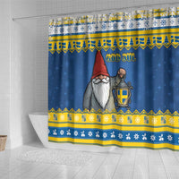 Sweden Christmas Shower Curtain Tomte God Jul - Wonder Print Shop