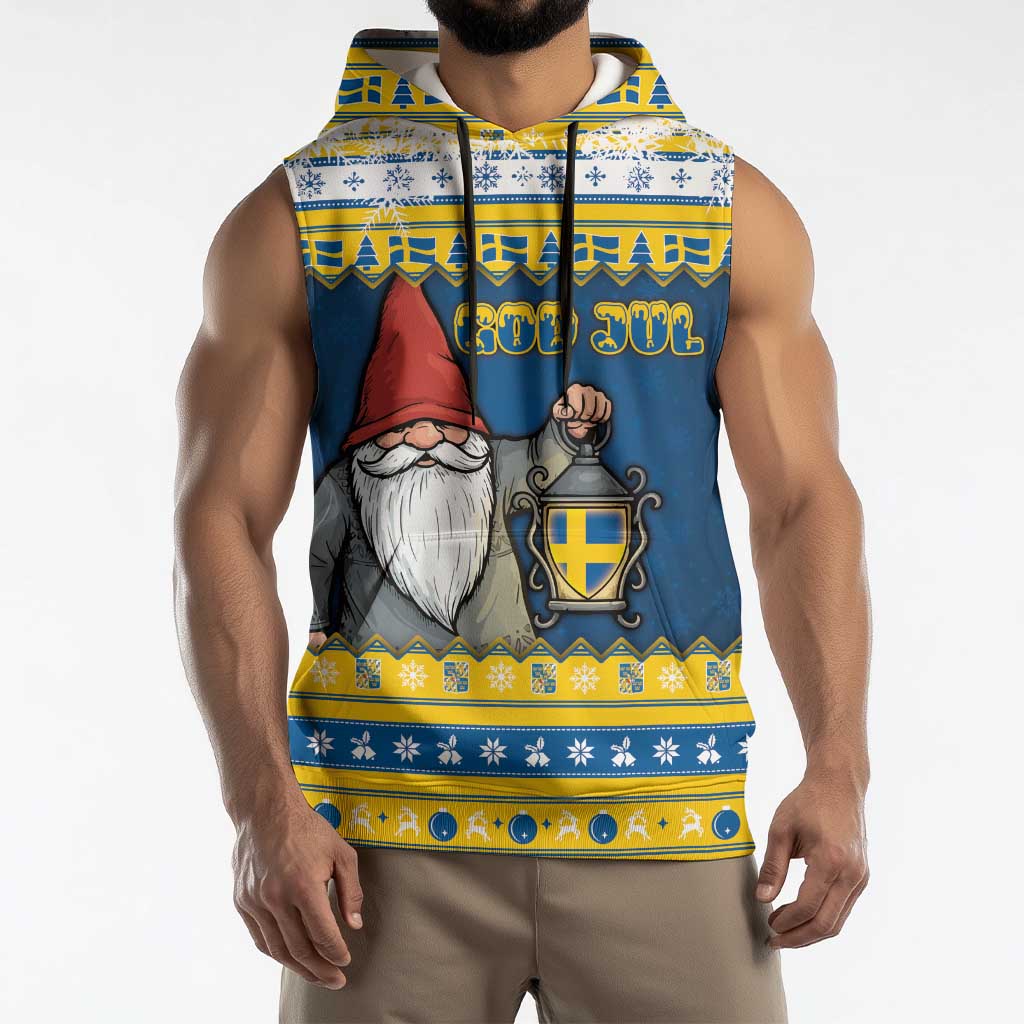 Sweden Christmas Sleeveless Hoodie Tomte God Jul - Wonder Print Shop