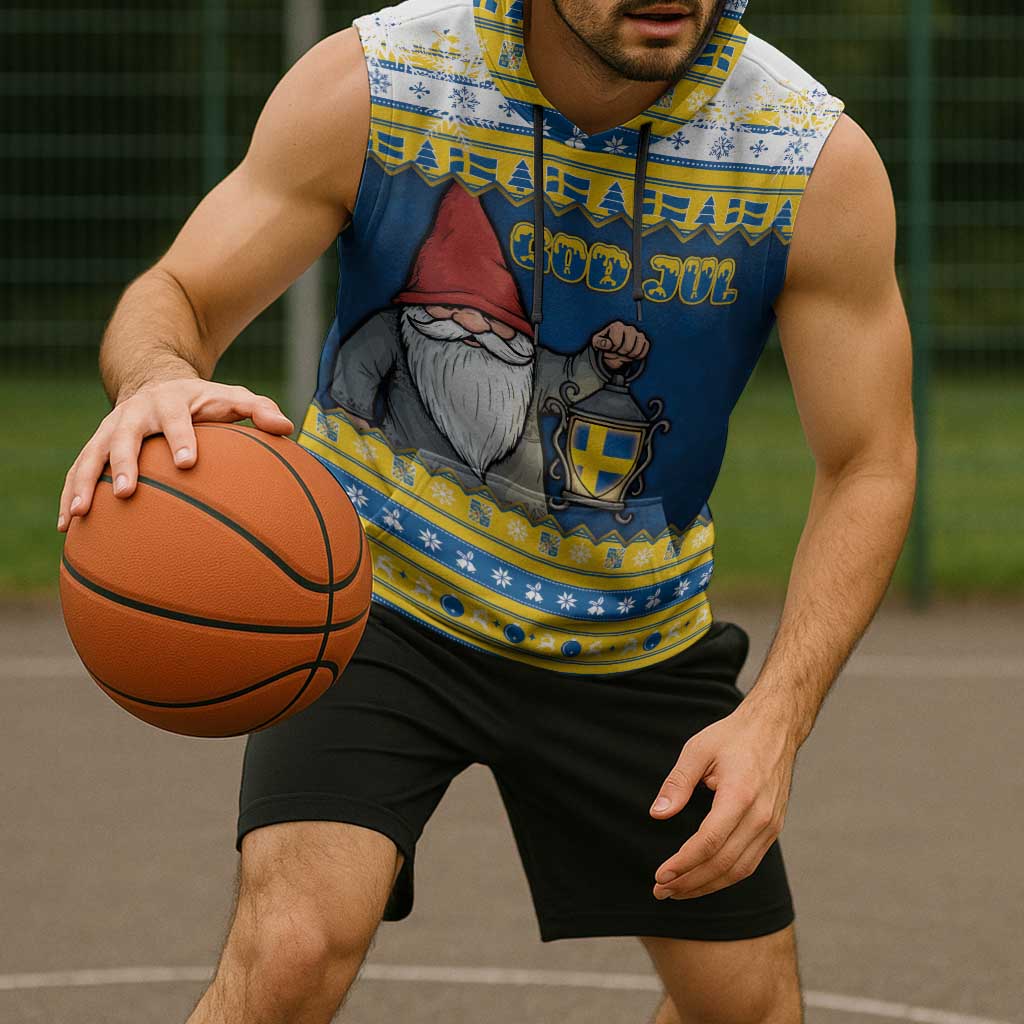 Sweden Christmas Sleeveless Hoodie Tomte God Jul - Wonder Print Shop