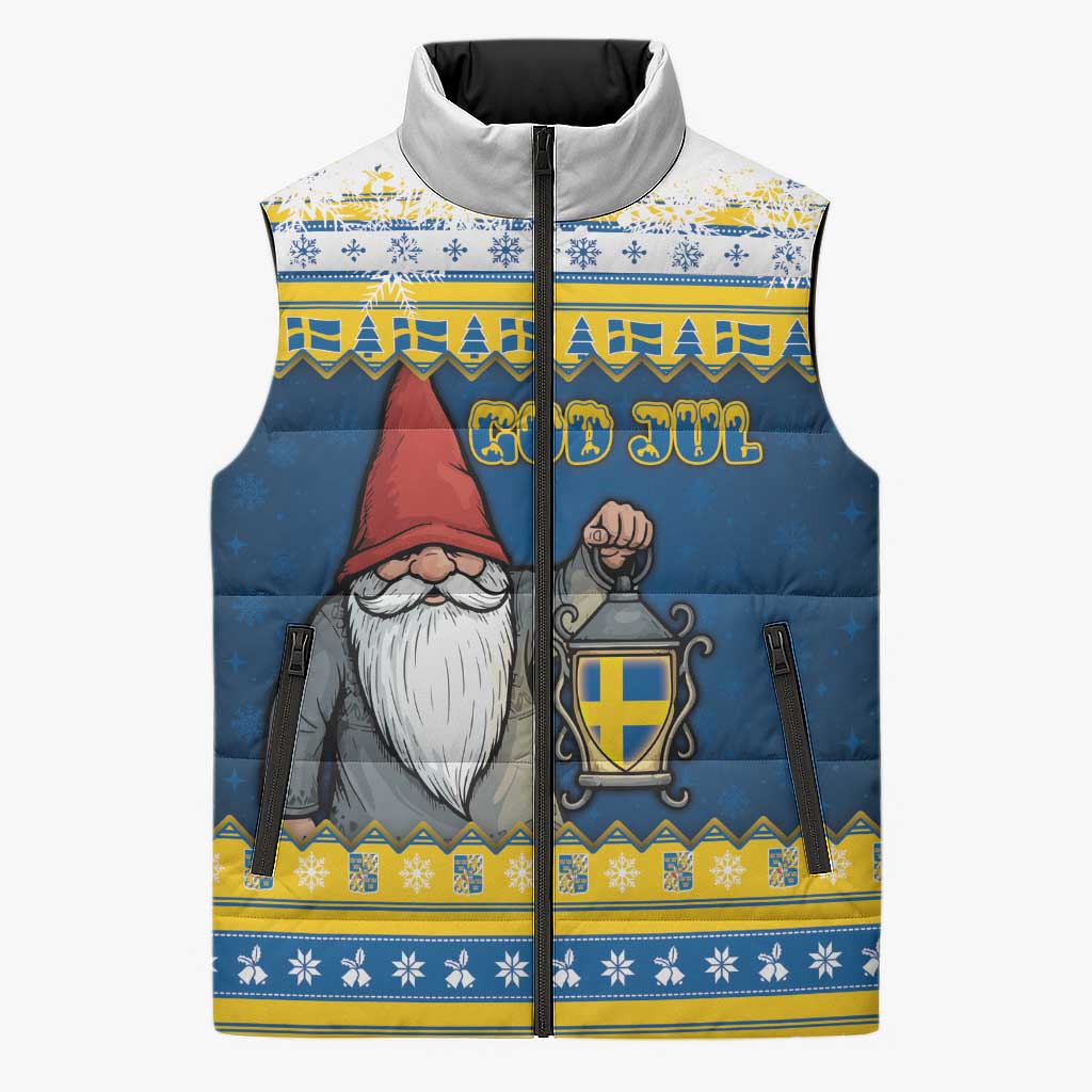Sweden Christmas Sleeveless Puffer Jacket Tomte God Jul - Wonder Print Shop
