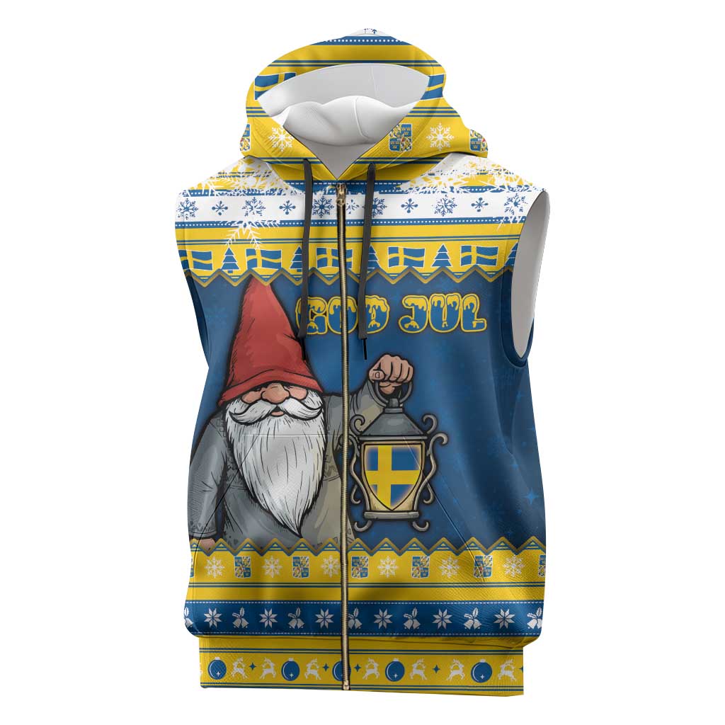 Sweden Christmas Sleeveless Zip Hoodie Tomte God Jul - Wonder Print Shop