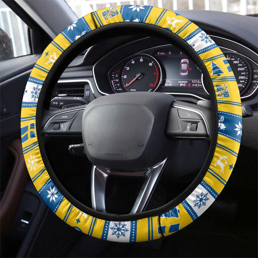 Sweden Christmas Steering Wheel Cover Tomte God Jul - Wonder Print Shop