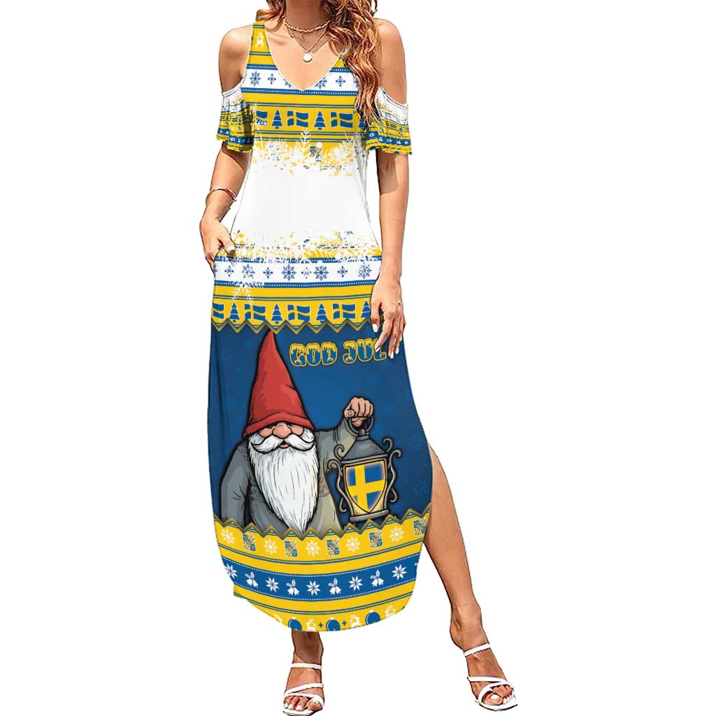 Sweden Christmas Summer Maxi Dress Tomte God Jul - Wonder Print Shop