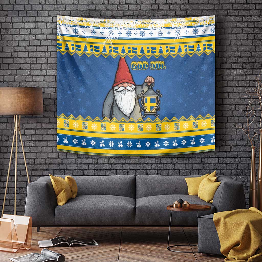Sweden Christmas Tapestry Tomte God Jul - Wonder Print Shop