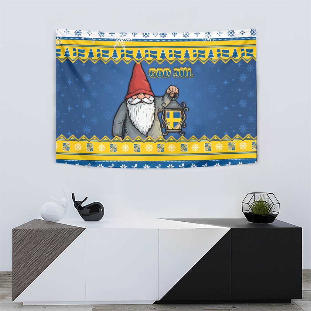 Sweden Christmas Tapestry Tomte God Jul - Wonder Print Shop