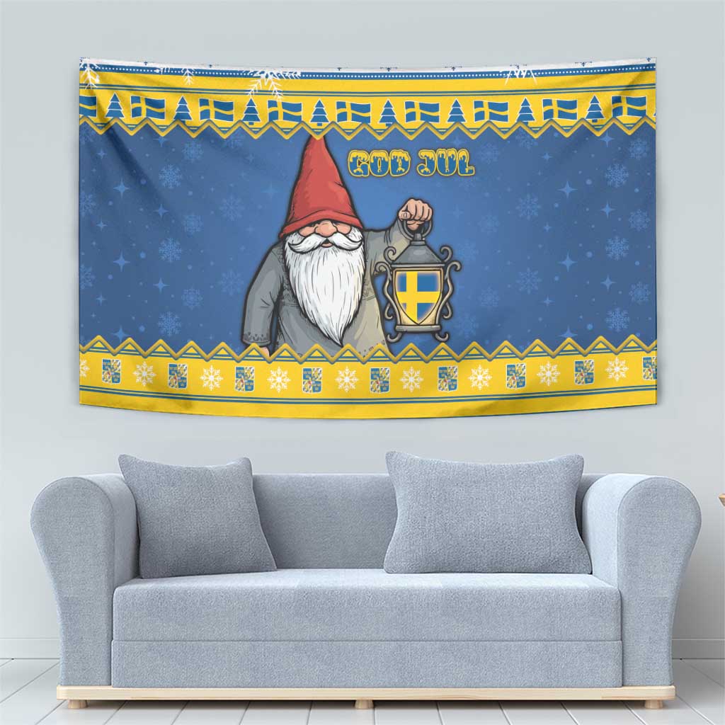 Sweden Christmas Tapestry Tomte God Jul - Wonder Print Shop