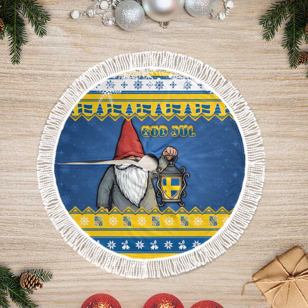 Sweden Christmas Tree Skirt Tomte God Jul - Wonder Print Shop