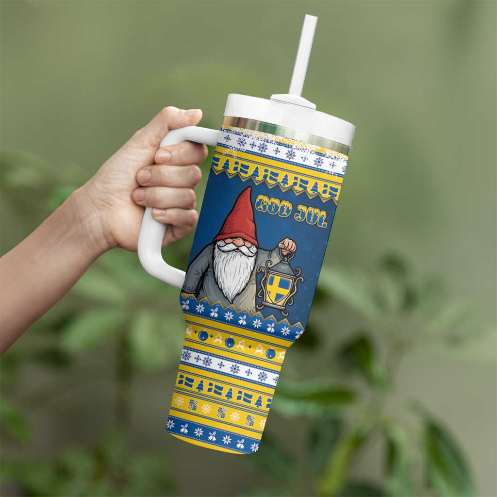 Sweden Christmas Tumbler With Handle Tomte God Jul - Wonder Print Shop