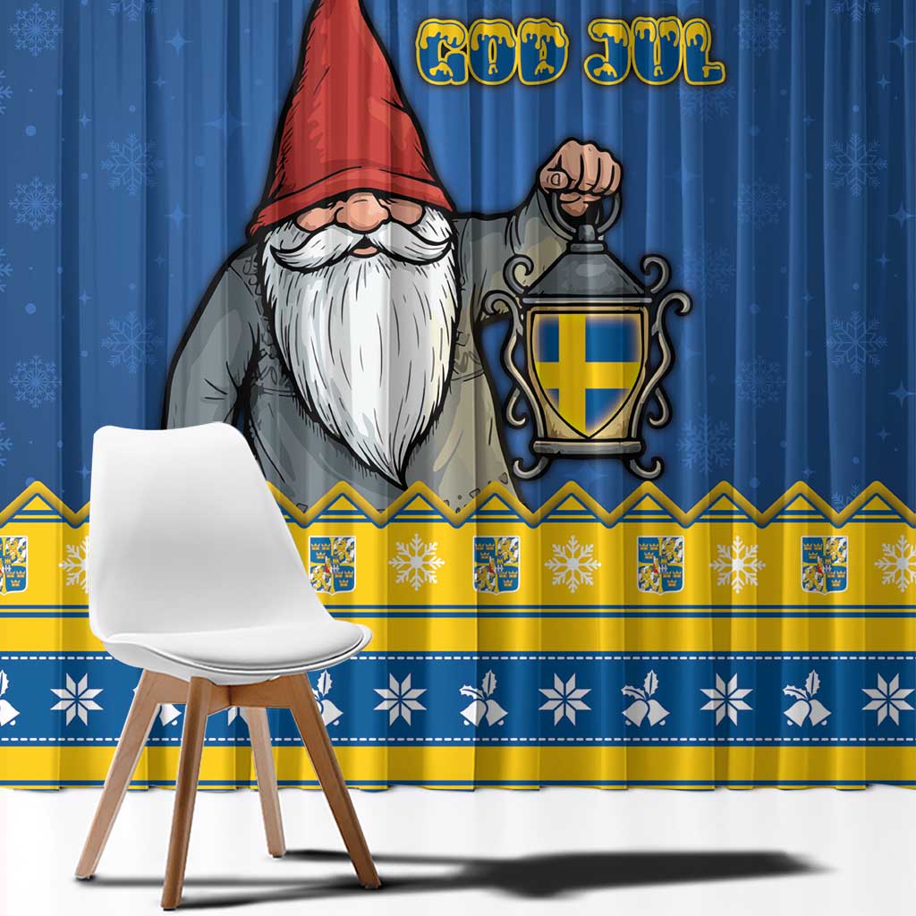Sweden Christmas Window Curtain Tomte God Jul - Wonder Print Shop