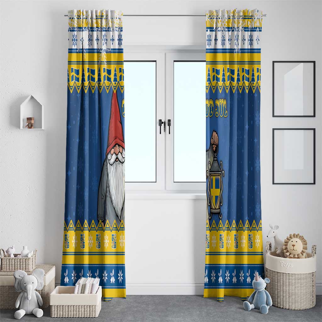 Sweden Christmas Window Curtain Tomte God Jul - Wonder Print Shop