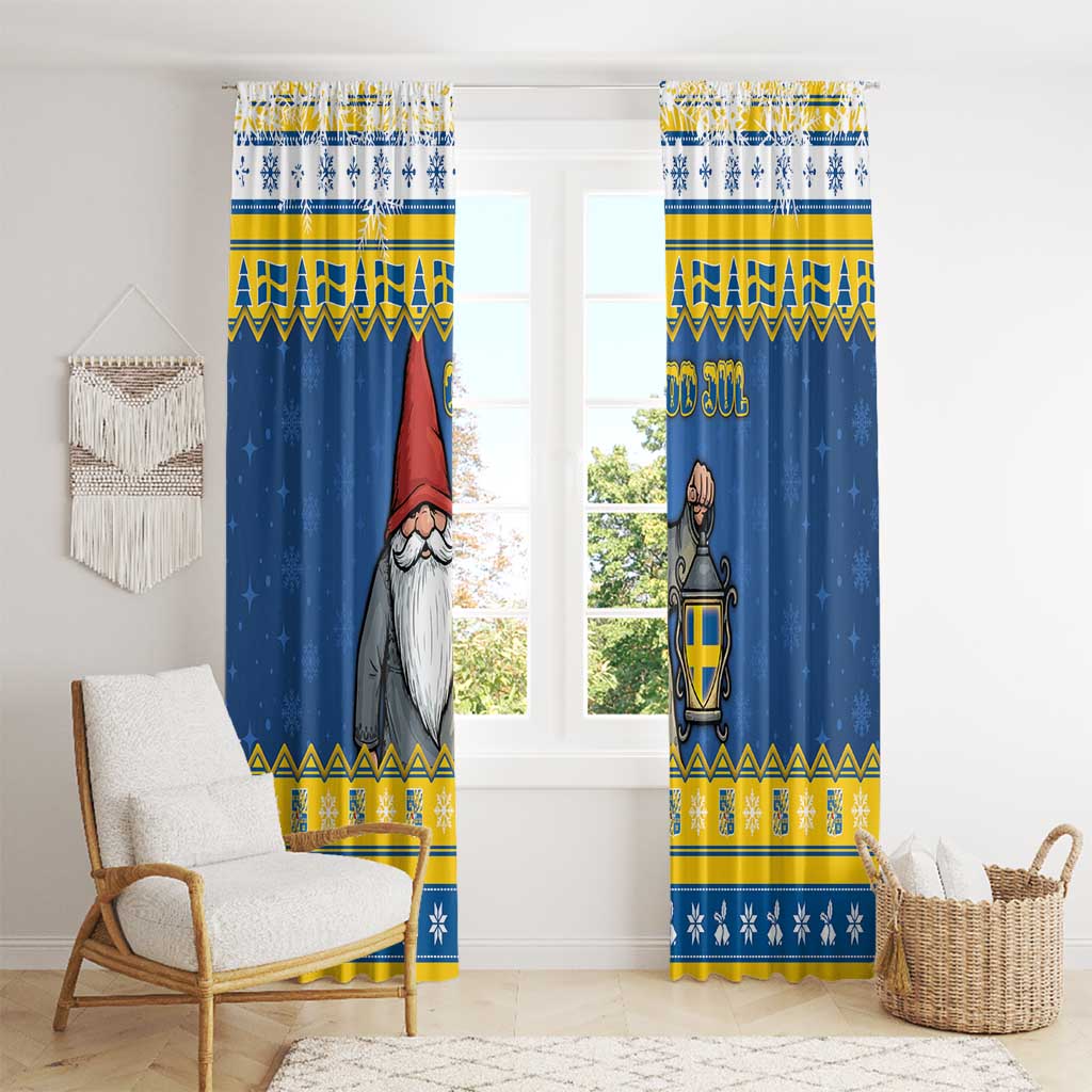 Sweden Christmas Window Curtain Tomte God Jul - Wonder Print Shop