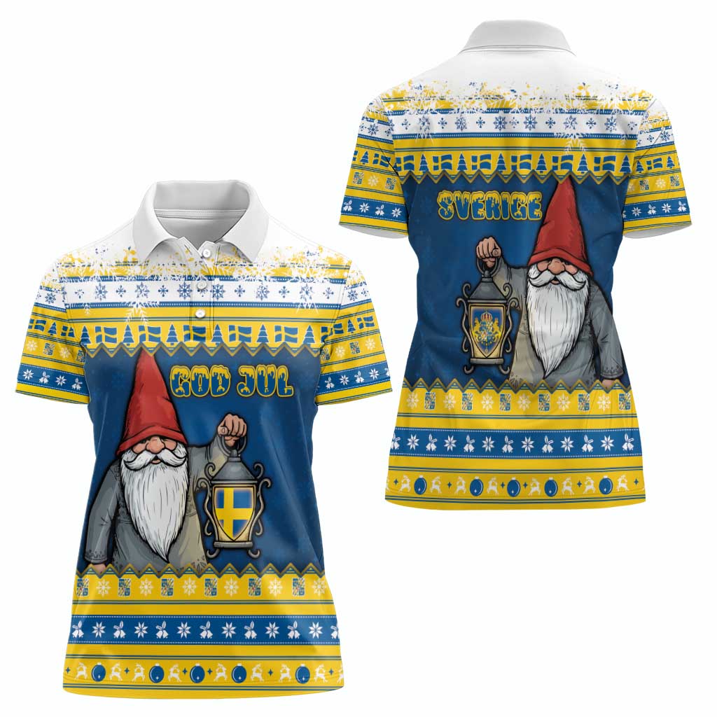 Sweden Christmas Women Polo Shirt Tomte God Jul - Wonder Print Shop
