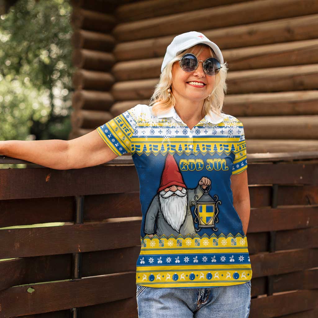 Sweden Christmas Women Polo Shirt Tomte God Jul - Wonder Print Shop