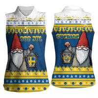 Sweden Christmas Women Sleeveless Polo Shirt Tomte God Jul - Wonder Print Shop