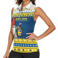 Sweden Christmas Women Sleeveless Polo Shirt Tomte God Jul - Wonder Print Shop
