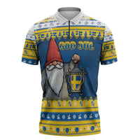 Sweden Christmas Zipper Polo Shirt Tomte God Jul - Wonder Print Shop