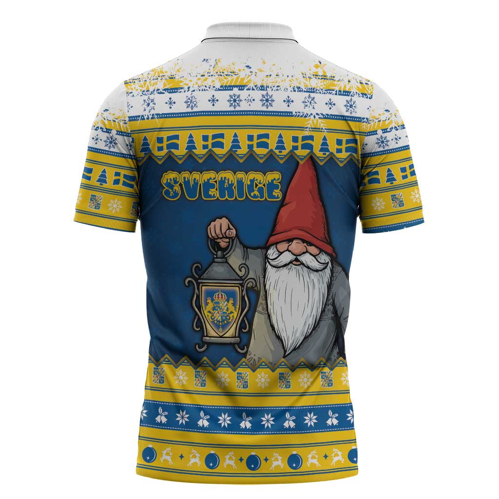 Sweden Christmas Zipper Polo Shirt Tomte God Jul - Wonder Print Shop