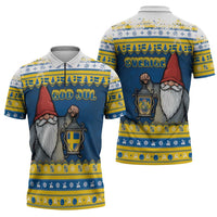 Sweden Christmas Zipper Polo Shirt Tomte God Jul - Wonder Print Shop