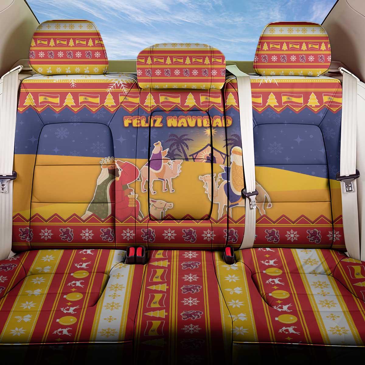 Spain Christmas Back Car Seat Cover Los Reyes Magos - Wonder Print Shop