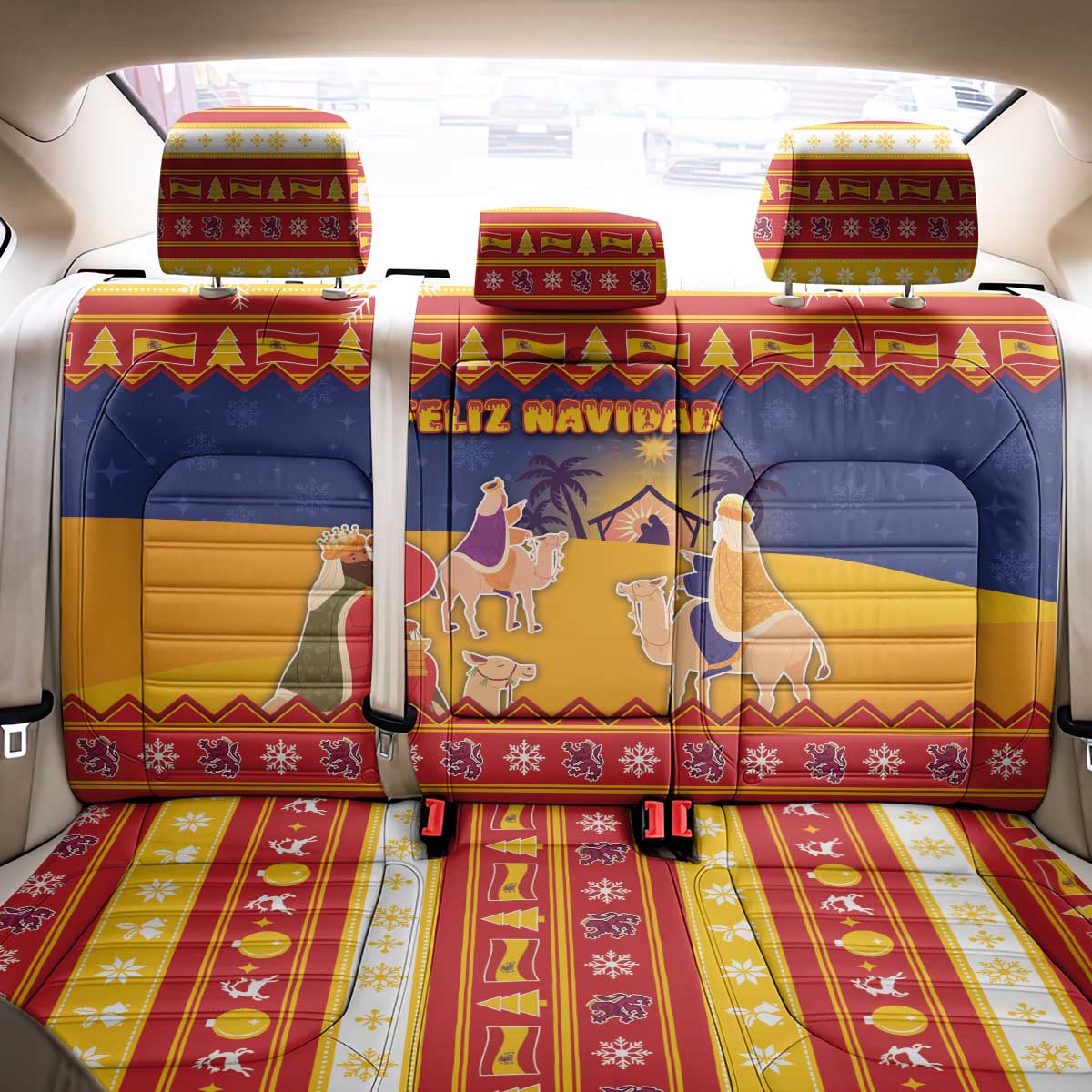 Spain Christmas Back Car Seat Cover Los Reyes Magos - Wonder Print Shop
