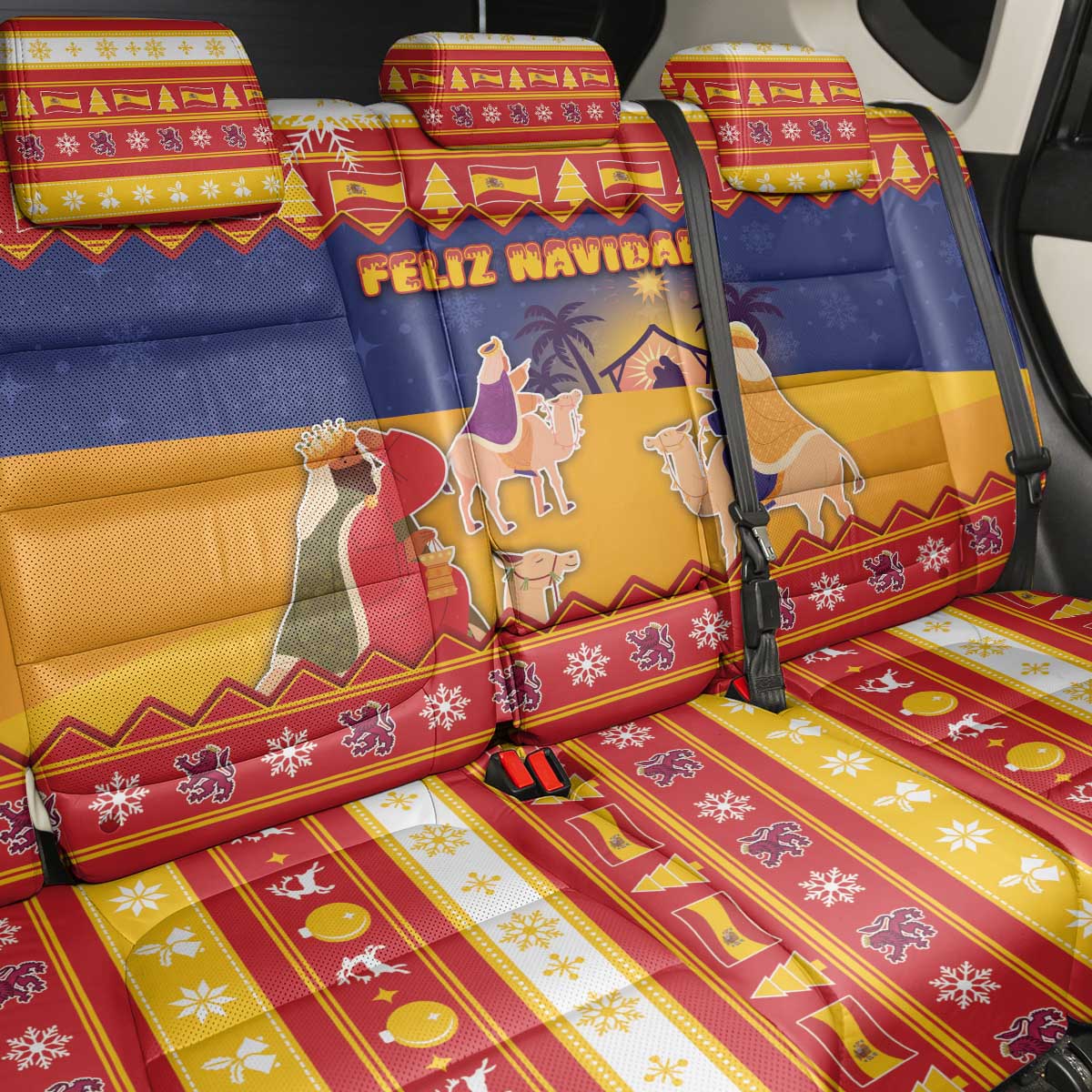 Spain Christmas Back Car Seat Cover Los Reyes Magos - Wonder Print Shop